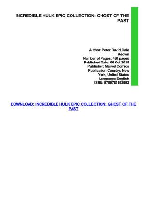 Ebook Download Incredible Hulk Epic Collection: Ghost of the Past
