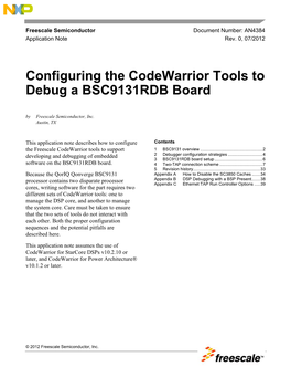 Configuring the Codewarrior Tools to Debug a BSC9131RDB Board
