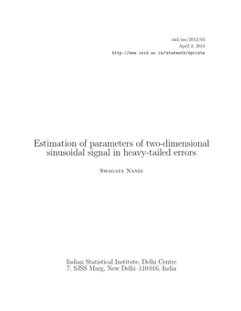 Estimation of Parameters of Two-Dimensional Sinusoidal Signal in Heavy-Tailed Errors