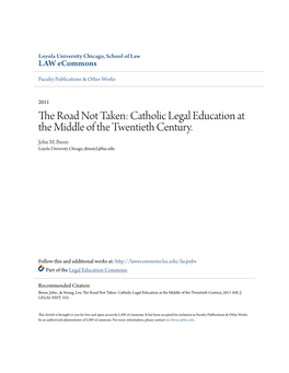 Catholic Legal Education at the Middle of the Twentieth Century