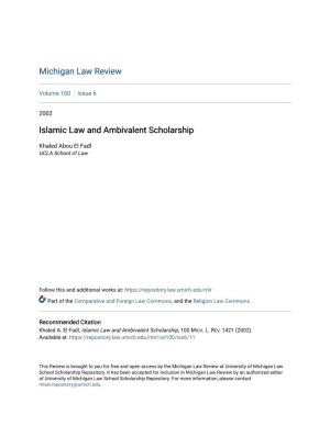 Islamic Law and Ambivalent Scholarship