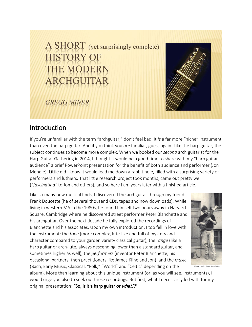 A Short History of the Modern Archguitar