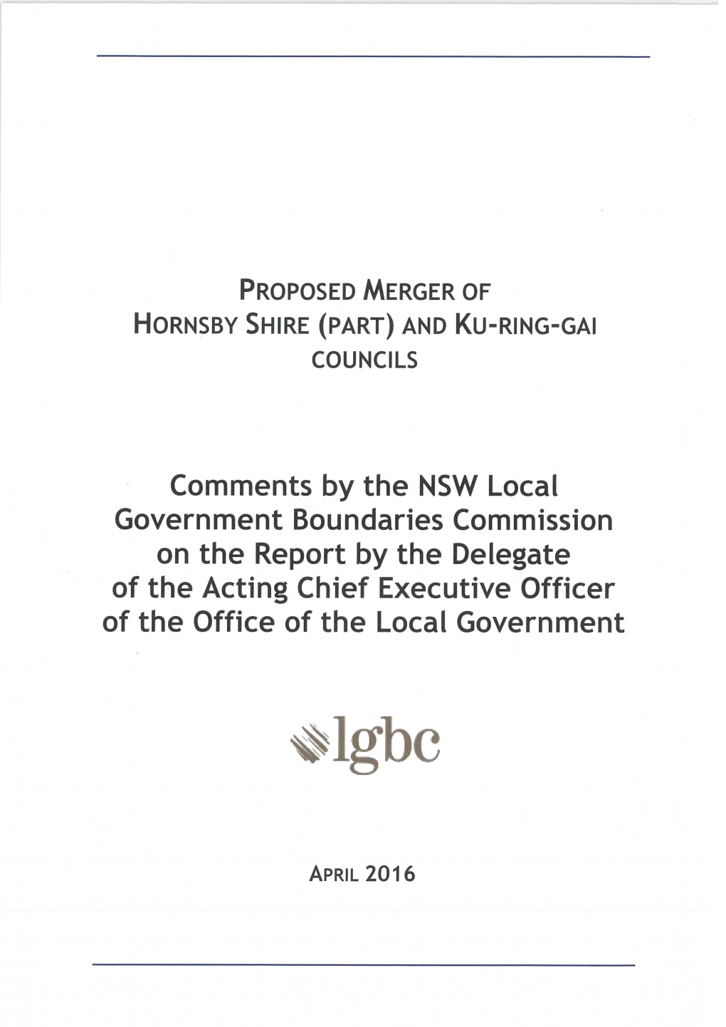 Hornsby (Part) and Ku-Ring-Gai 1 Local Government Boundaries Commission