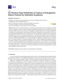 On Mautner-Type Probability of Capture of Intergalactic Meteor Particles by Habitable Exoplanets