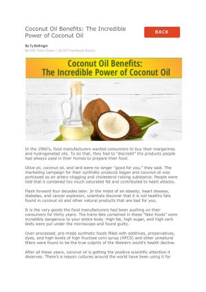 Coconut Oil Benefits: the Incredible Power of Coconut Oil