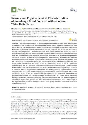 Sensory and Physicochemical Characterization of Sourdough Bread Prepared with a Coconut Water Keﬁr Starter