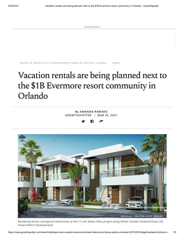Vacation Rentals Are Being Planned Next to the $1B Evermore Resort Community in Orlando - Growthspotter