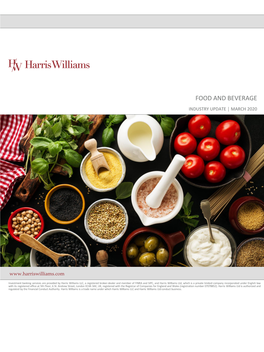 Food and Beverage Industry Update │ March 2020