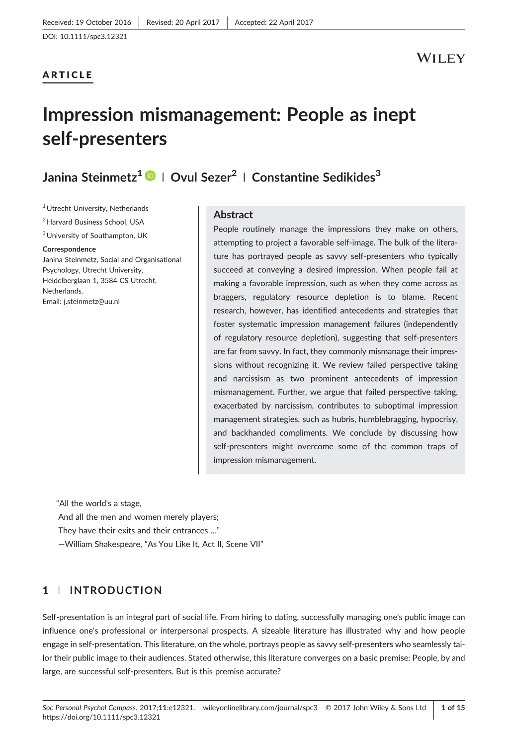 Impression Mismanagement: People As Inept Self-Presenters