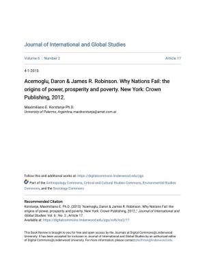 Acemoglu, Daron & James R. Robinson. Why Nations Fail