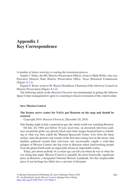 Appendix 1 Key Correspondence