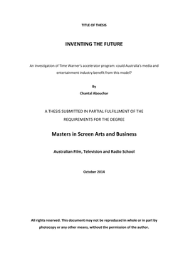 Inventing the Future. Chantal Abouchar MSAB Thesis. Ver Feb 2015