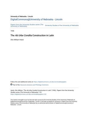 The Ab Urbe Condita Construction in Latin