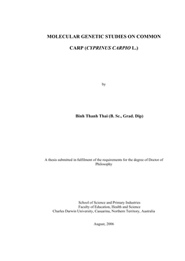 Molecular Genetic Studies on Common Carp (Cyprinus Carpio L.)