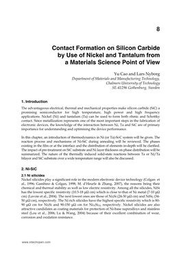 Contact Formation on Silicon Carbide by Use of Nickel and Tantalum from a Materials Science Point of View 8