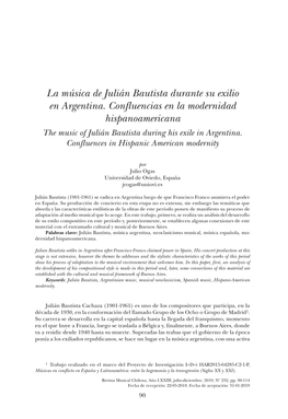 La Música De Julián Bautista Durante Su Exilio En Argentina