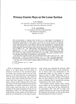 Primary Cosmic Rays on the Lunar Surface
