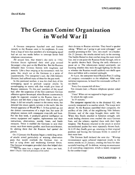 The German Comint Organization in World War II