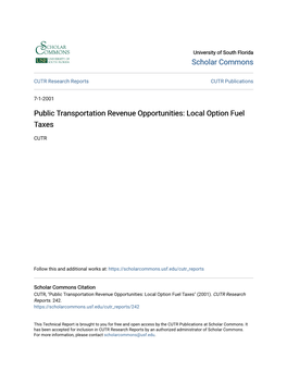 Public Transportation Revenue Opportunities: Local Option Fuel Taxes