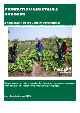 PROMOTING VEGETABLE GARDENS a Guidance Note For