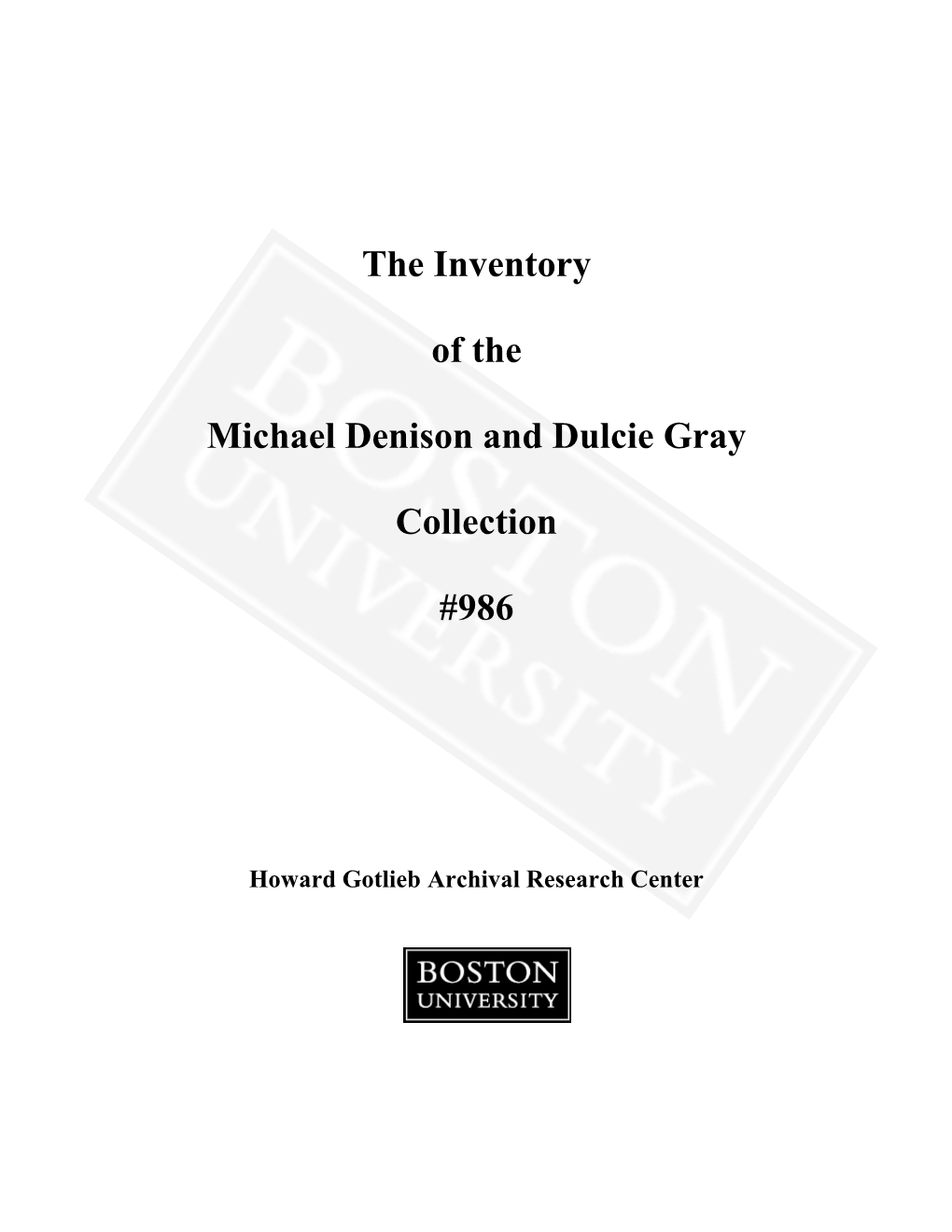 The Inventory of the Michael Denison and Dulcie Gray Collection #986