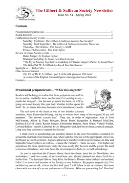 The Gilbert & Sullivan Society Newsletter