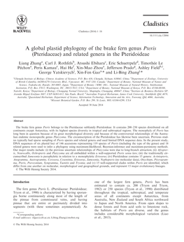 A Global Plastid Phylogeny of the Brake Fern Genus Pteris (Pteridaceae) and Related Genera in the Pteridoideae