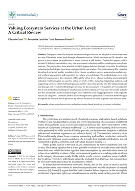 Valuing Ecosystem Services at the Urban Level: a Critical Review