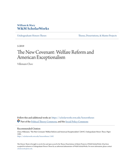 The New Covenant: Welfare Reform and American Exceptionalism