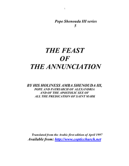 The Feast of the Annunciation