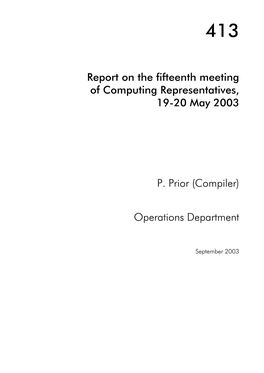 15Th Comp Reps Meeting 2003