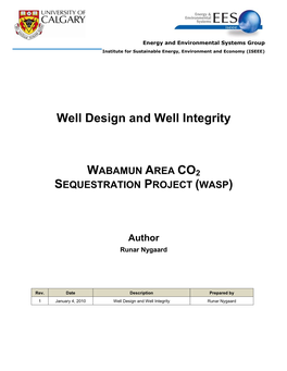Well Design and Well Integrity WABAMUN AREA CO2