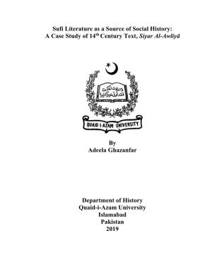 Sufi Literature As a Source of Social History: a Case Study of 14Th Century Text, Siyar Al-Awliyā