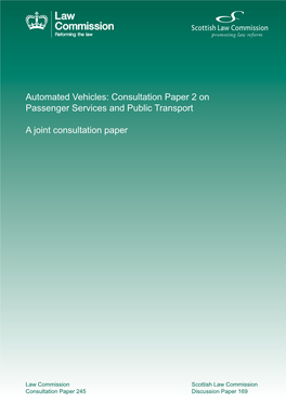 Automated Vehicles: Consultation Paper 2 on Passenger Services and Public Transport