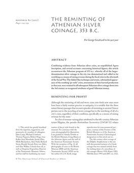 THE REMINTING of ATHENIAN SILVER COINAGE, 353 B.C