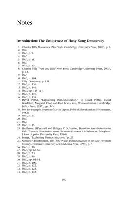 Introduction: the Uniqueness of Hong Kong Democracy