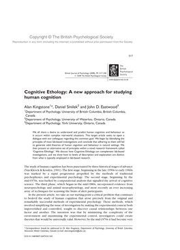 Cognitive Ethology: a New Approach for Studying Human Cognition