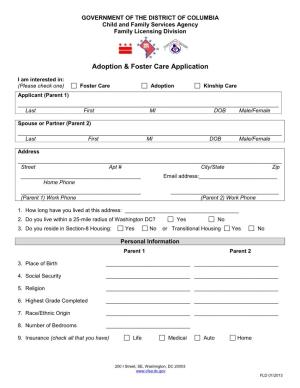 Adoption & Foster Care Application