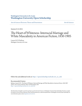 Interracial Marriage and White Masculinity in American Fiction, 1830-1905 Lauren M