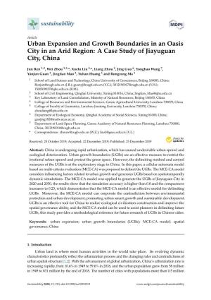 Urban Expansion and Growth Boundaries in an Oasis City in an Arid Region: a Case Study of Jiayuguan City, China
