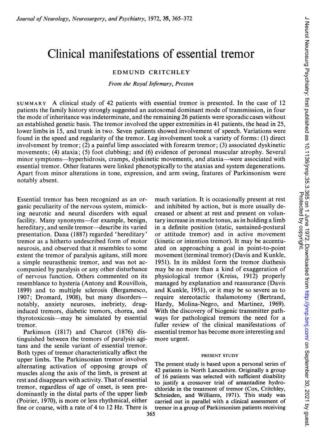 Clinical Manifestations of Essential Tremor