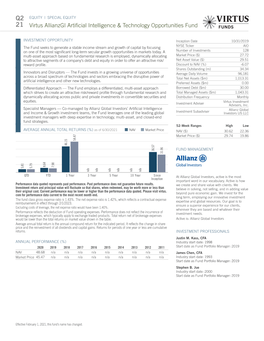 Q2 21 Virtus Allianzgi Artificial Intelligence & Technology Opportunities Fund As of 6/30/2021