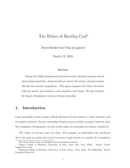 The Ethics of Bootleg Coal∗
