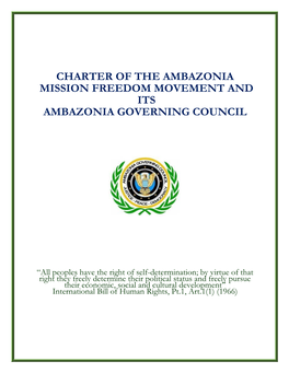 Charter of the Ambazonia Mission Freedom Movement and Its Ambazonia Governing Council