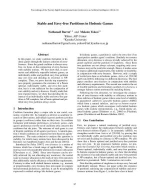 Stable and Envy-Free Partitions in Hedonic Games