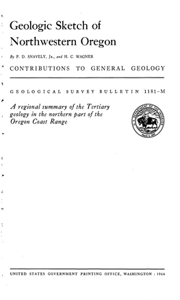 Geologic Sketch of Northwestern Oregon I by P