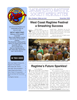 Sacramento Ragtime Society Newsletter