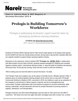 Prologis Is Building Tomorrow's Workforce