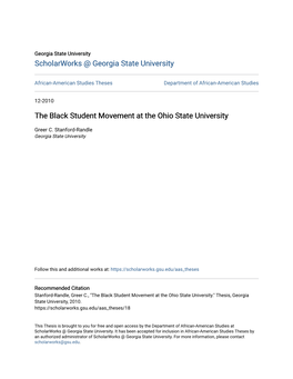 The Black Student Movement at the Ohio State University