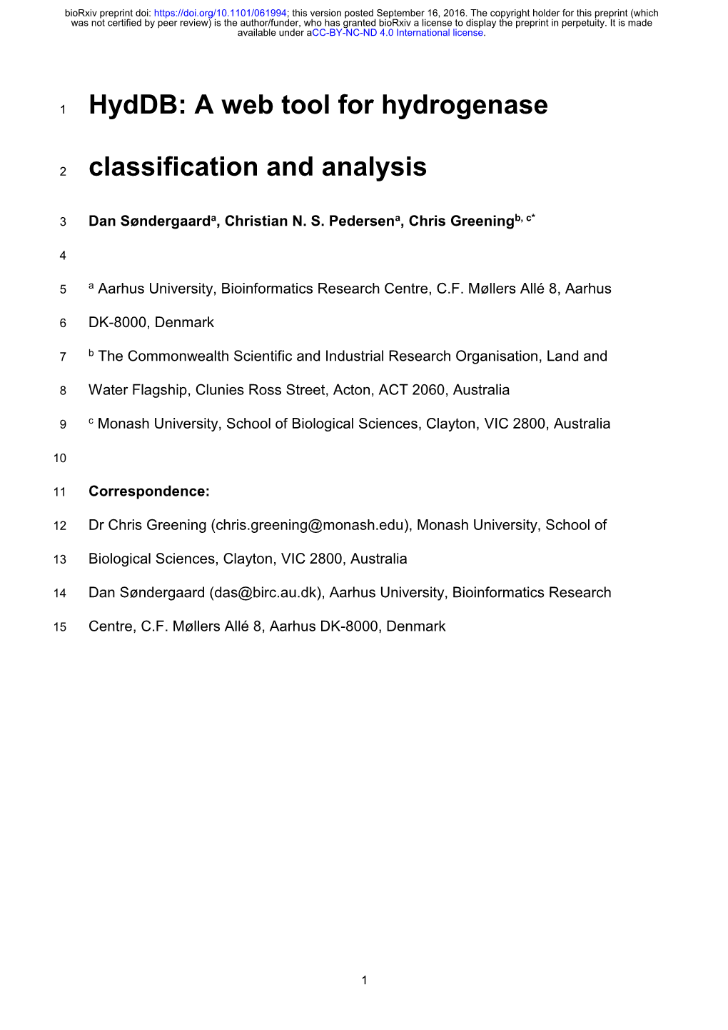 A Web Tool for Hydrogenase Classification and Analysis